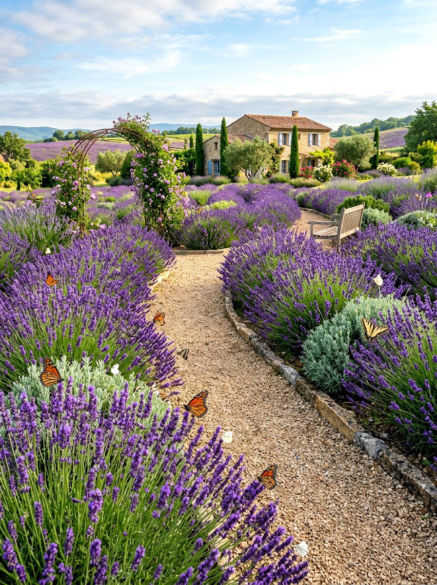 Lavender Garden Path - 30 tea herb garden ideas