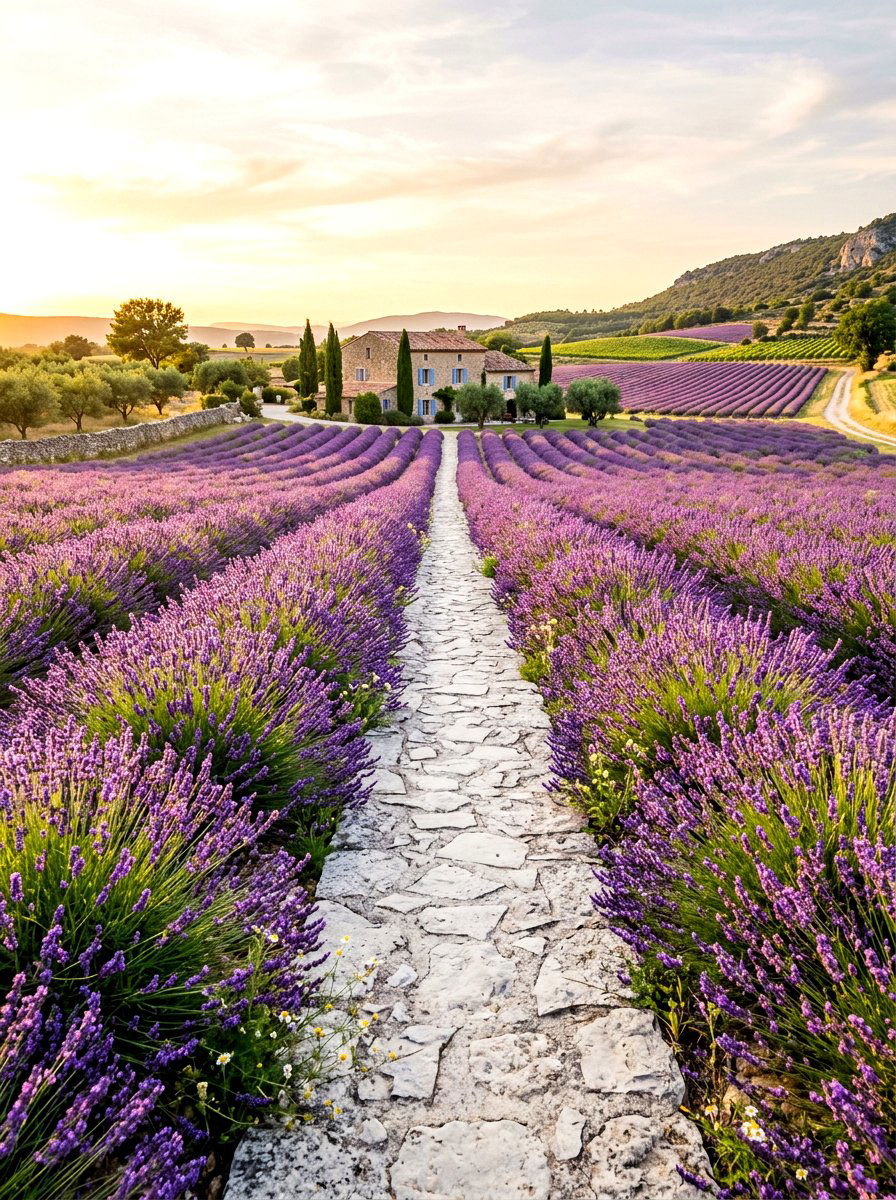 Lavender Garden Walkway - 30 edible backyard landscaping ideas