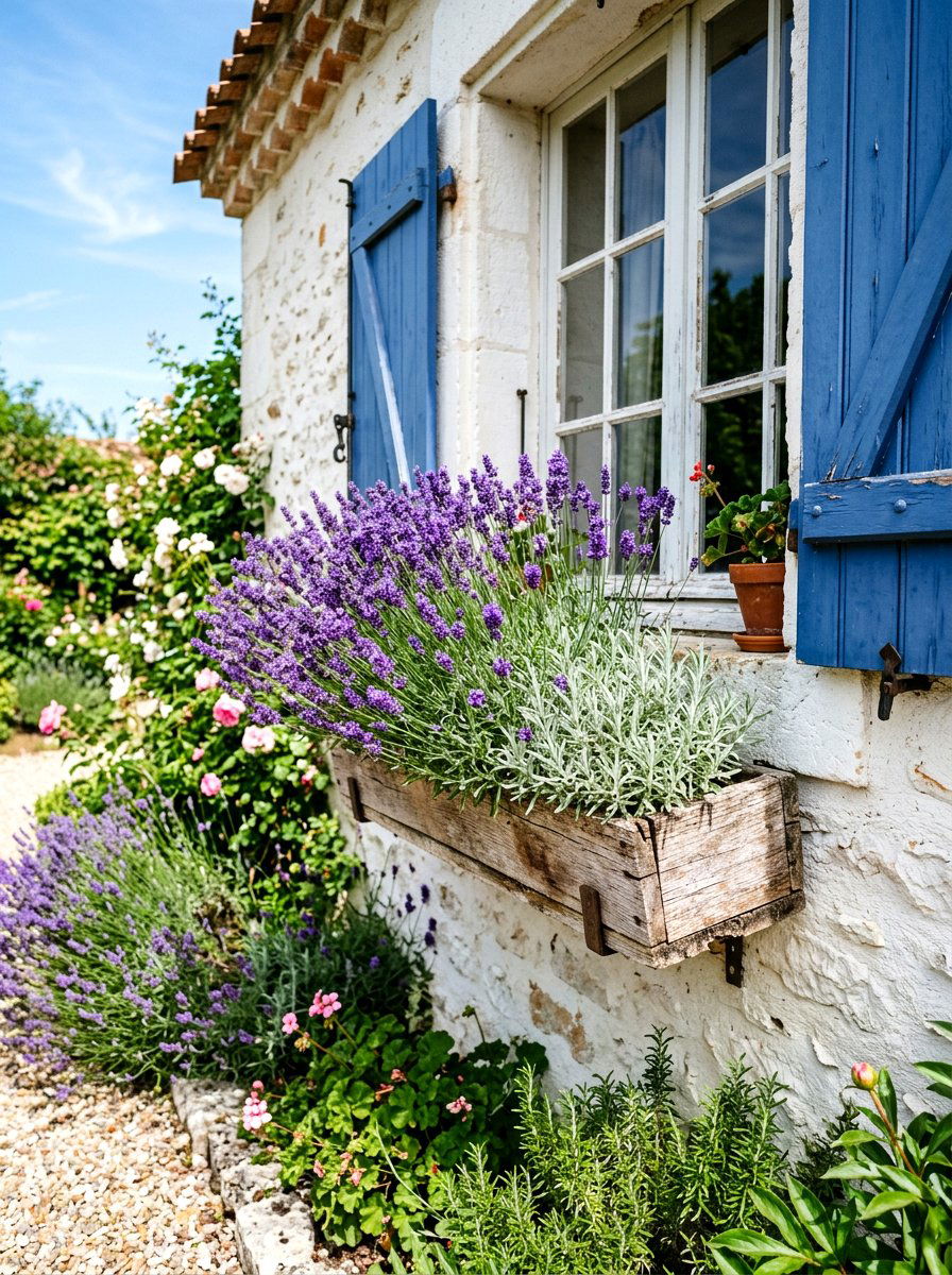 Lavender Garden Window Box - 30 French cottage decor ideas