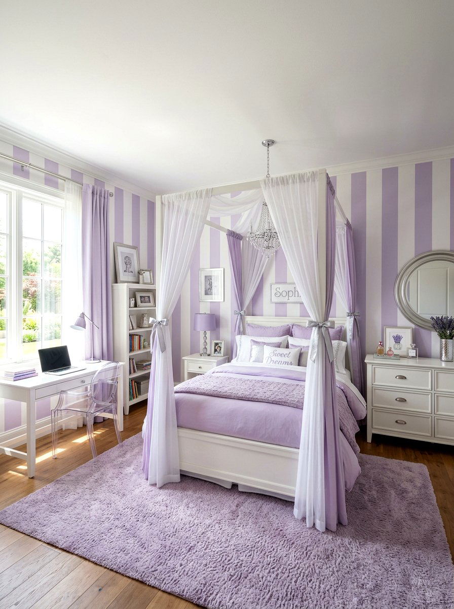 Lavender Girls Room - 30 striped wall ideas
