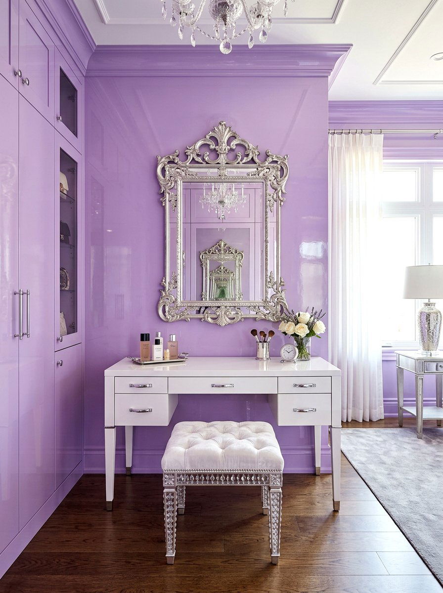 Lavender Gloss Dressing Room - 30 lacquered room ideas
