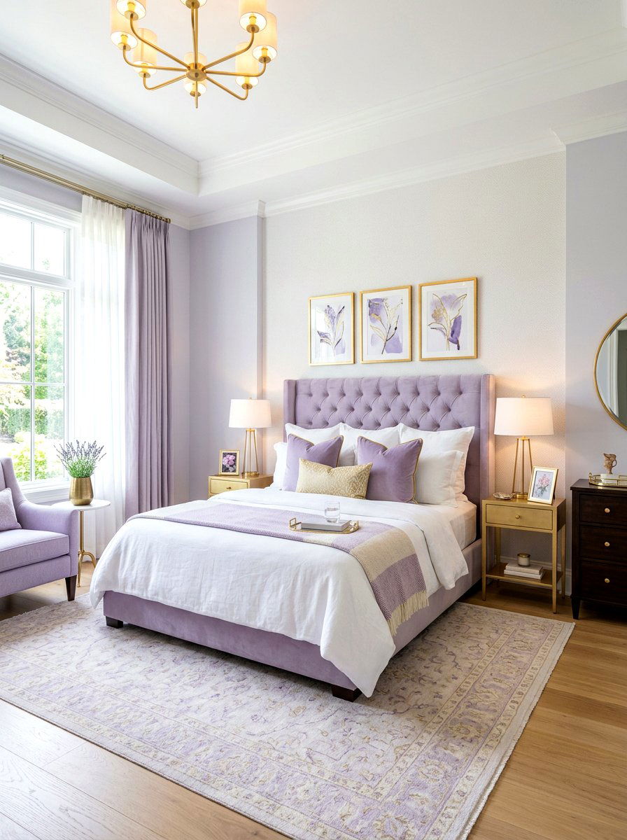 Lavender Gold Palette - 30 sunrise inspired bedroom ideas