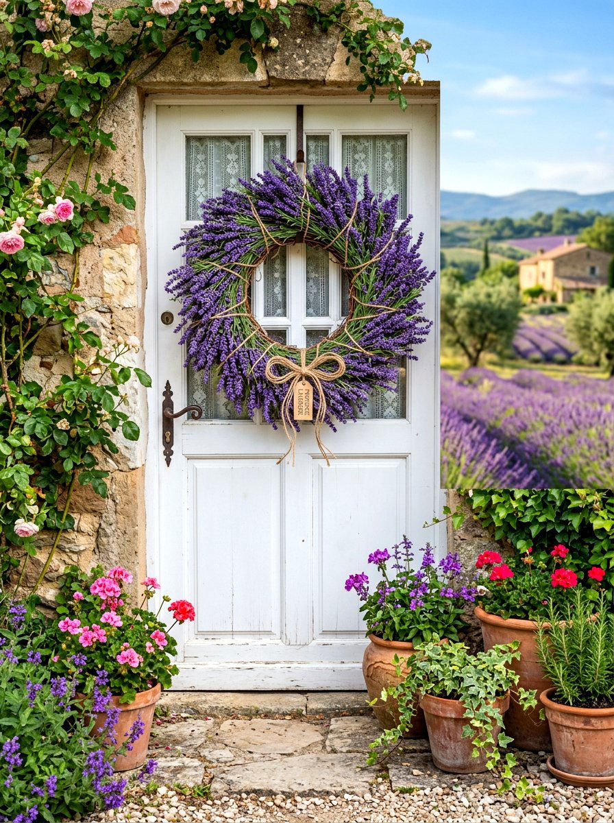 Lavender Herb Wreath - 30 exterior wreath styling ideas