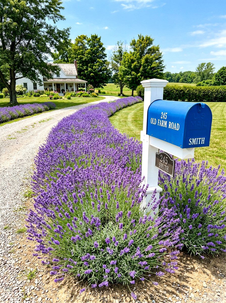 Lavender Mailbox Border - 30 mailbox landscaping ideas