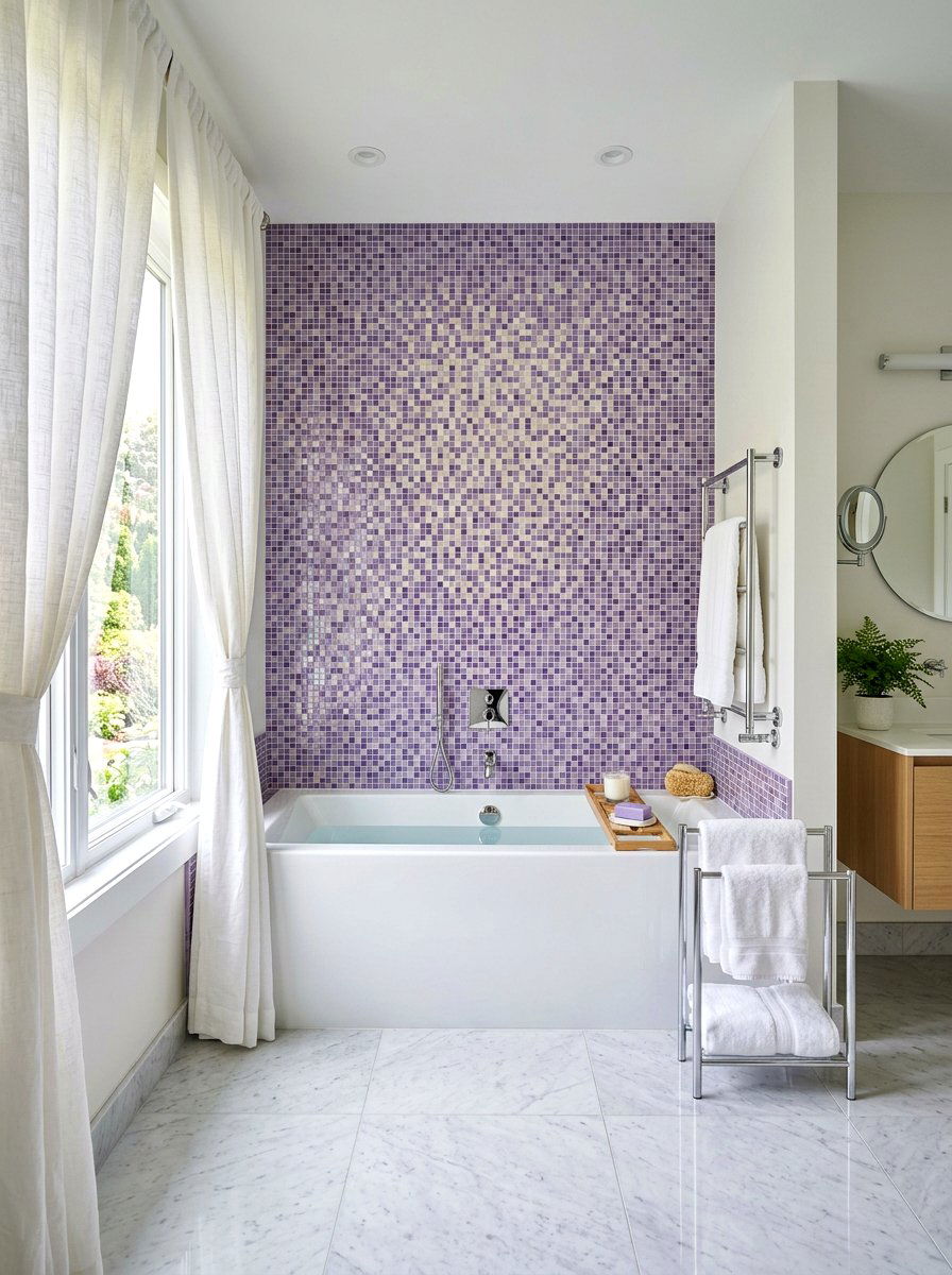 Lavender Mosaic Bathroom Tile - 30 colorful bathroom tile ideas