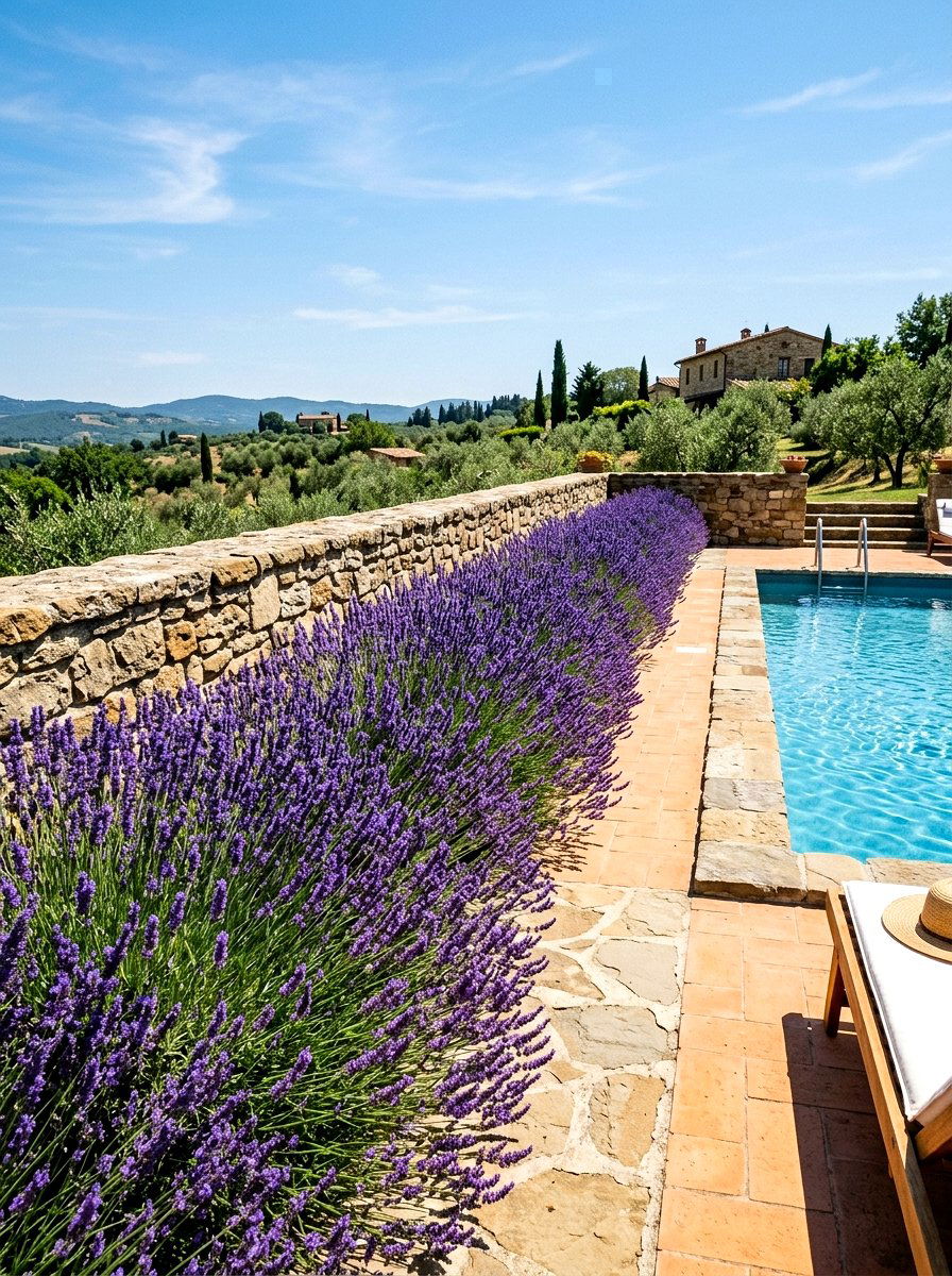 Lavender Planted Along Fence - 30 pool fence landscaping ideas