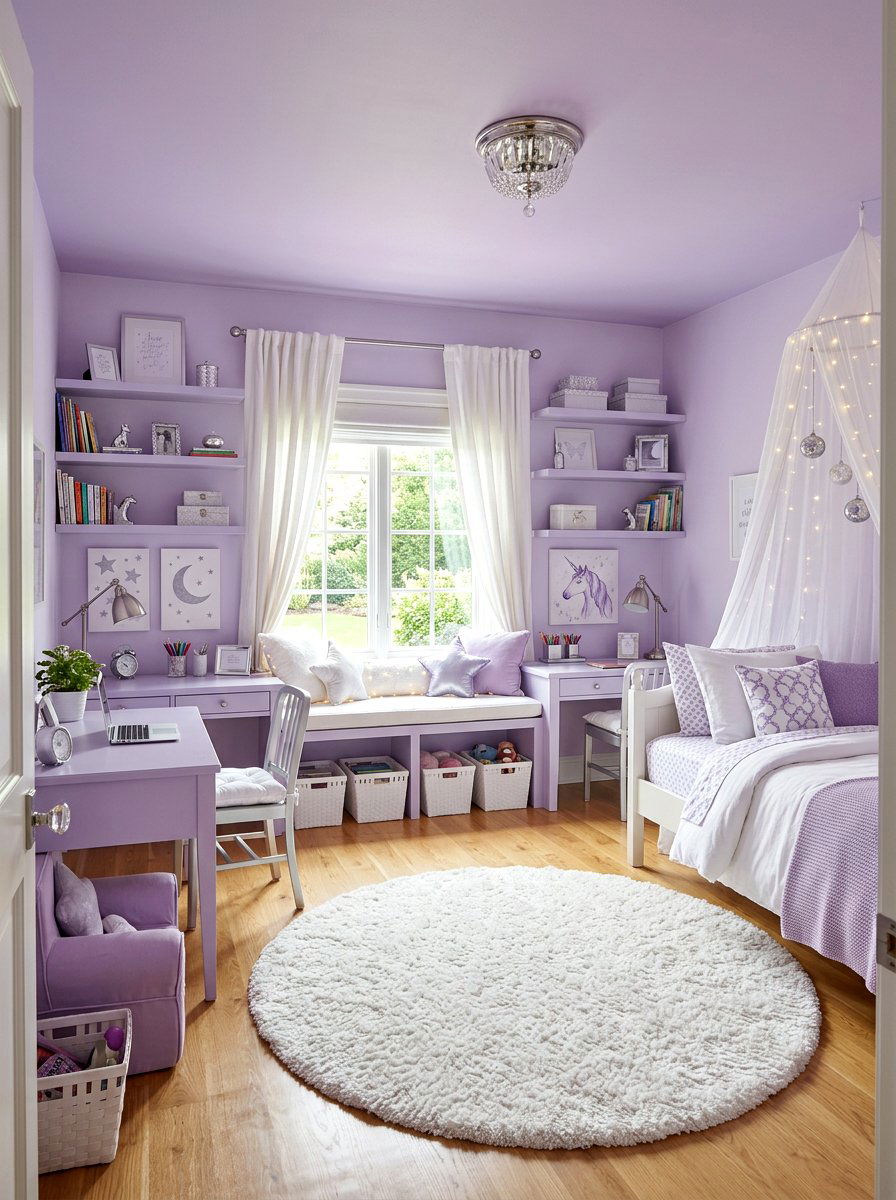 Lavender Purple Kids Room - 30 color drenched kids room ideas