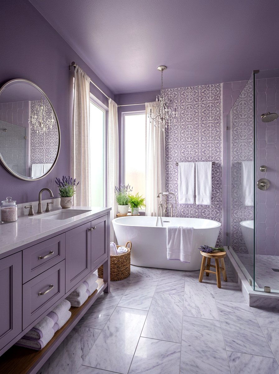 Lavender Purple Relaxing Bathroom - 30 bathroom drenching ideas