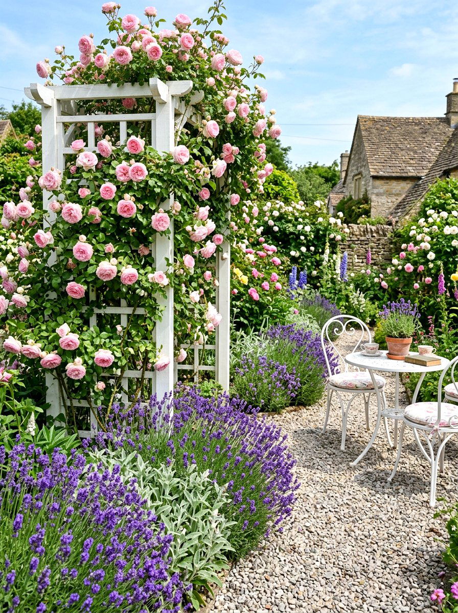 Lavender Rose Garden - 30 pastel flower bed ideas