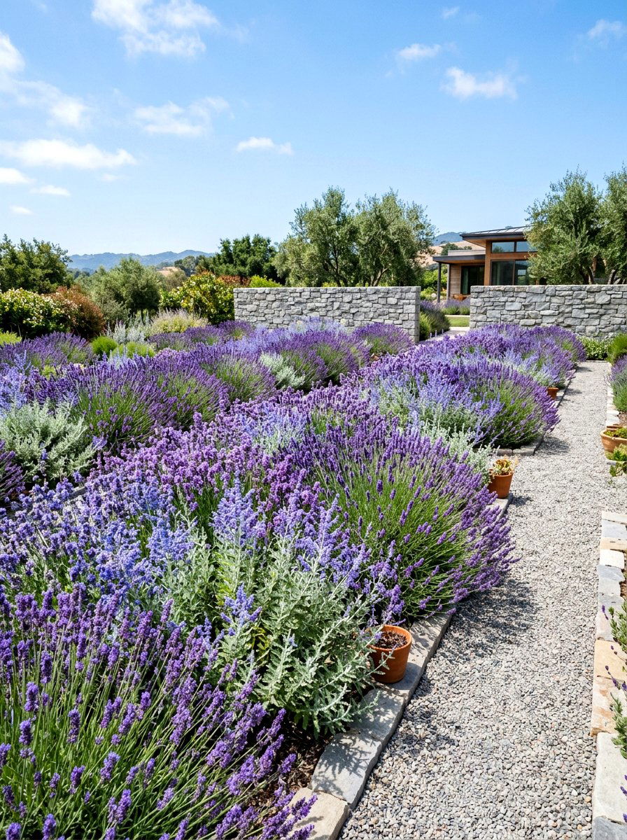 Lavender Sage Garden - 30 xeriscape front yard ideas