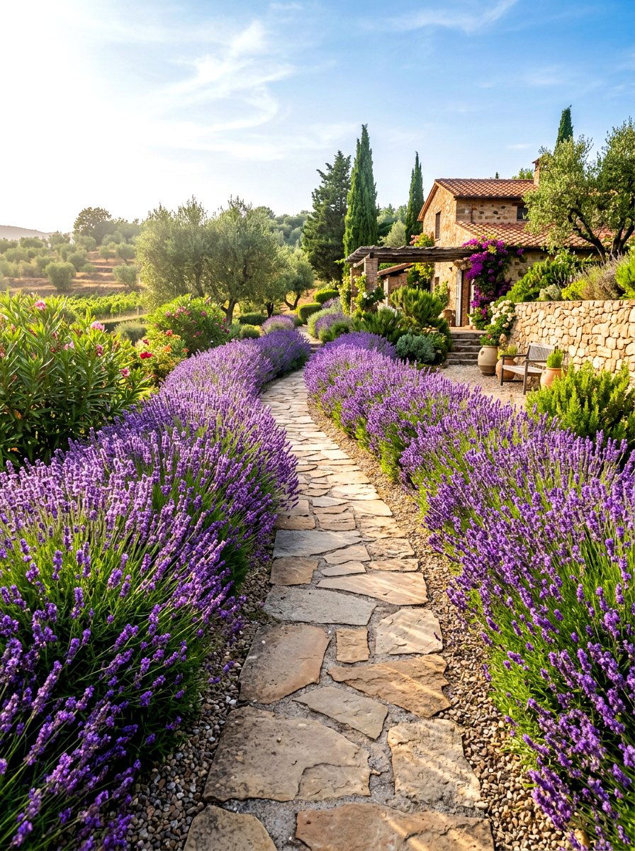 Lavender Scented Garden Path - 30 flower bed landscaping ideas