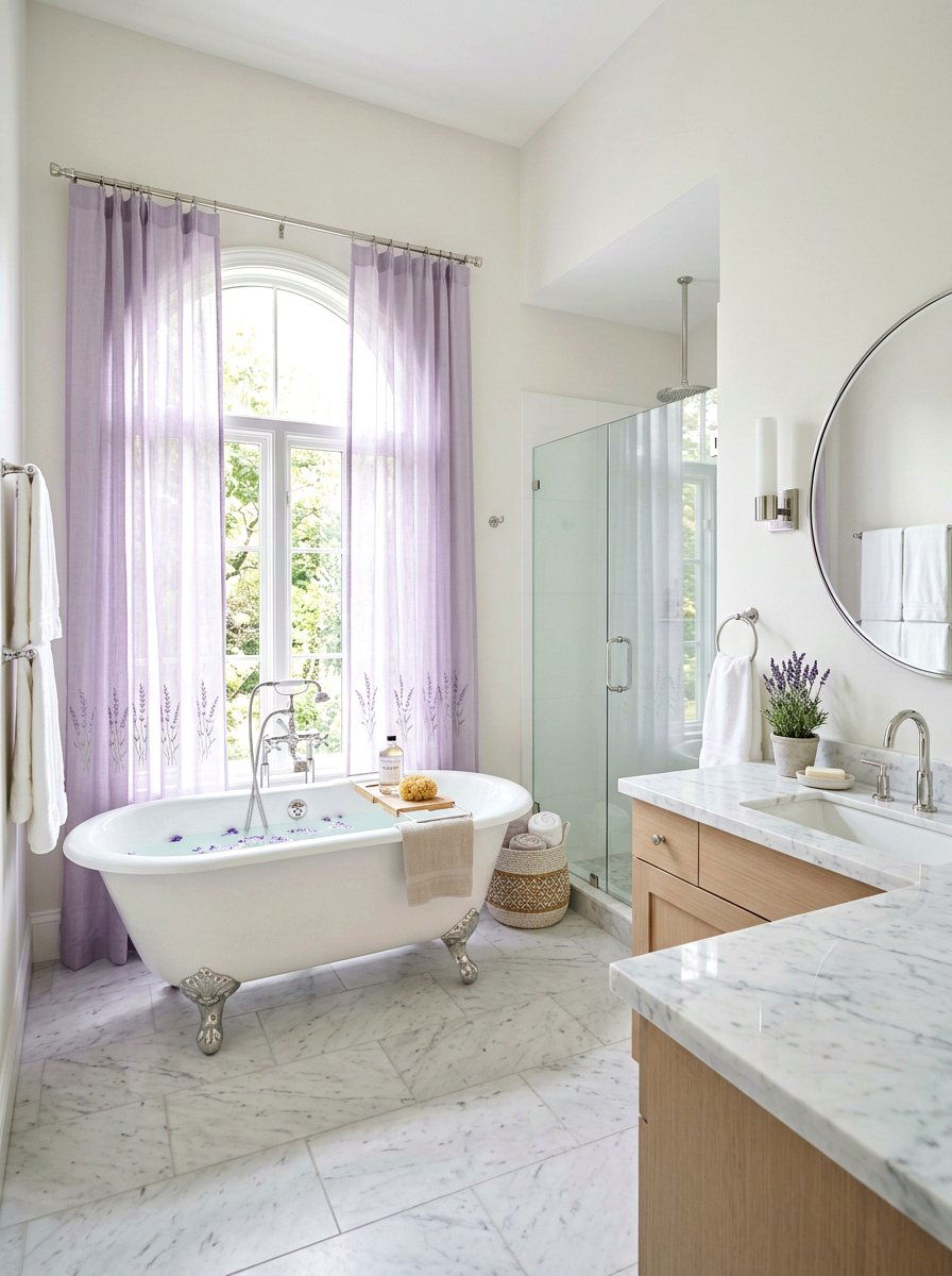 Lavender Sheer Curtains For Bathroom - 30 drapery color ideas