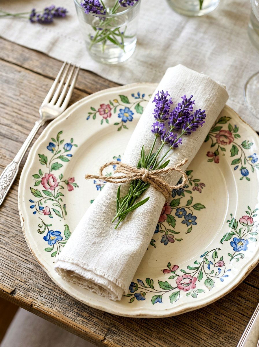 Lavender Sprig Napkin Ring - 30 cottage garden wedding ideas