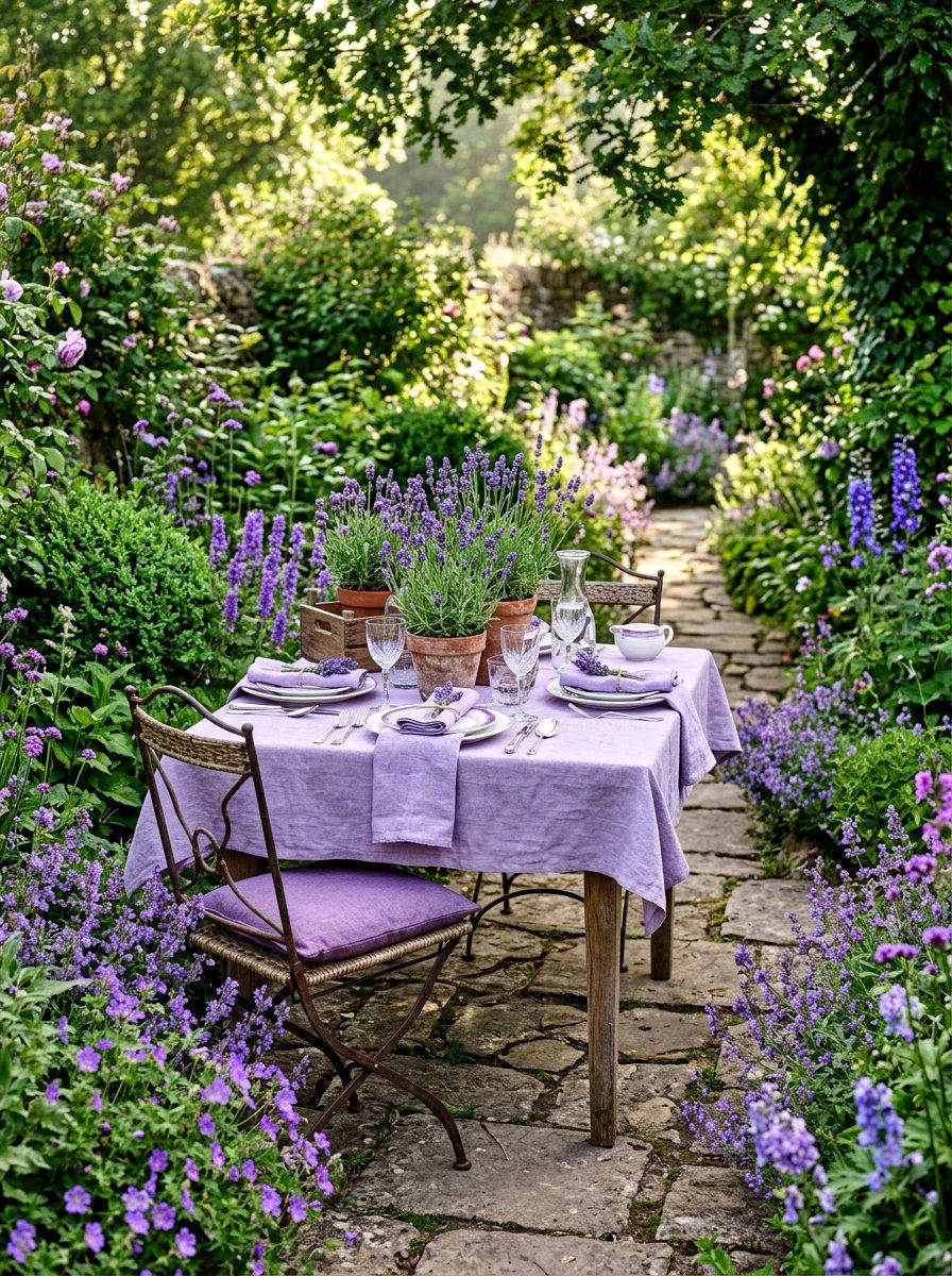 Lavender Table Arrangement - 30 summer table setting ideas