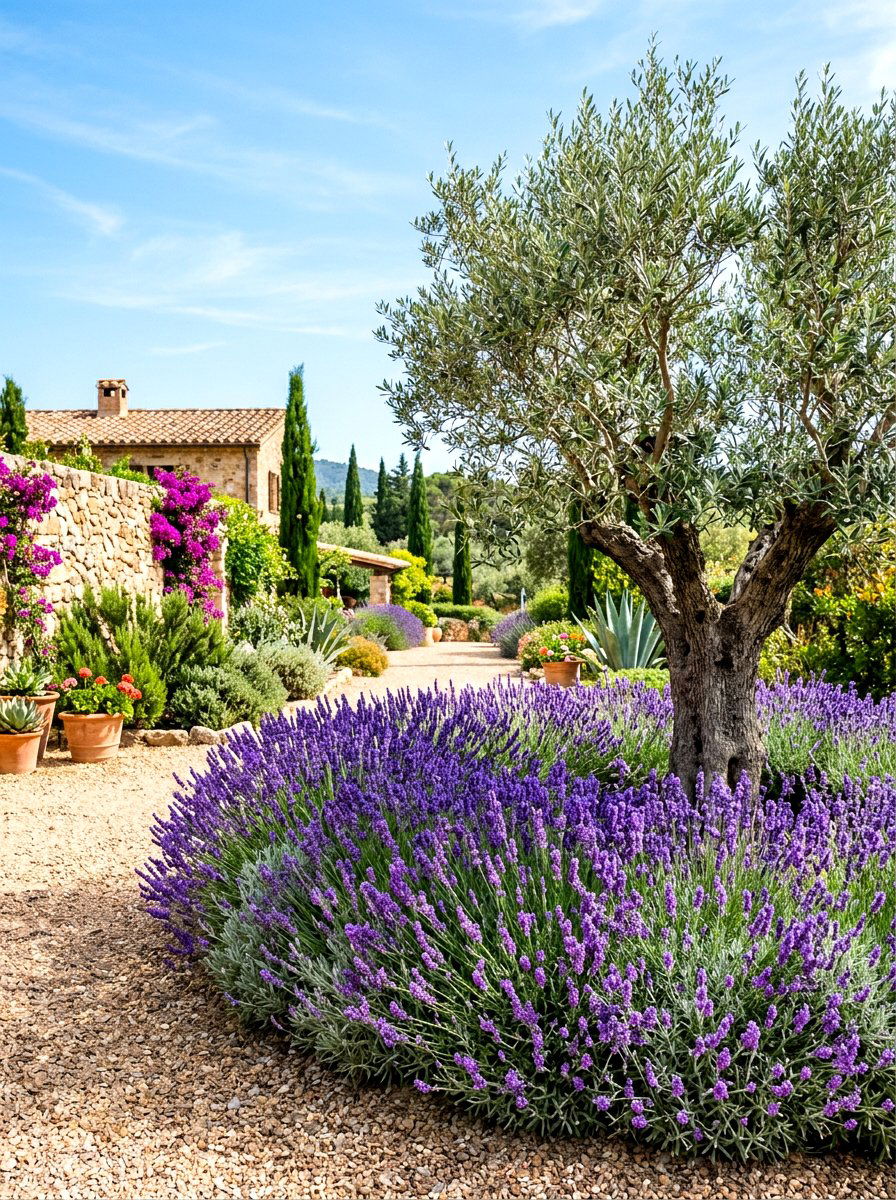 Lavender Tree Ring - 30 tree ring flower bed ideas