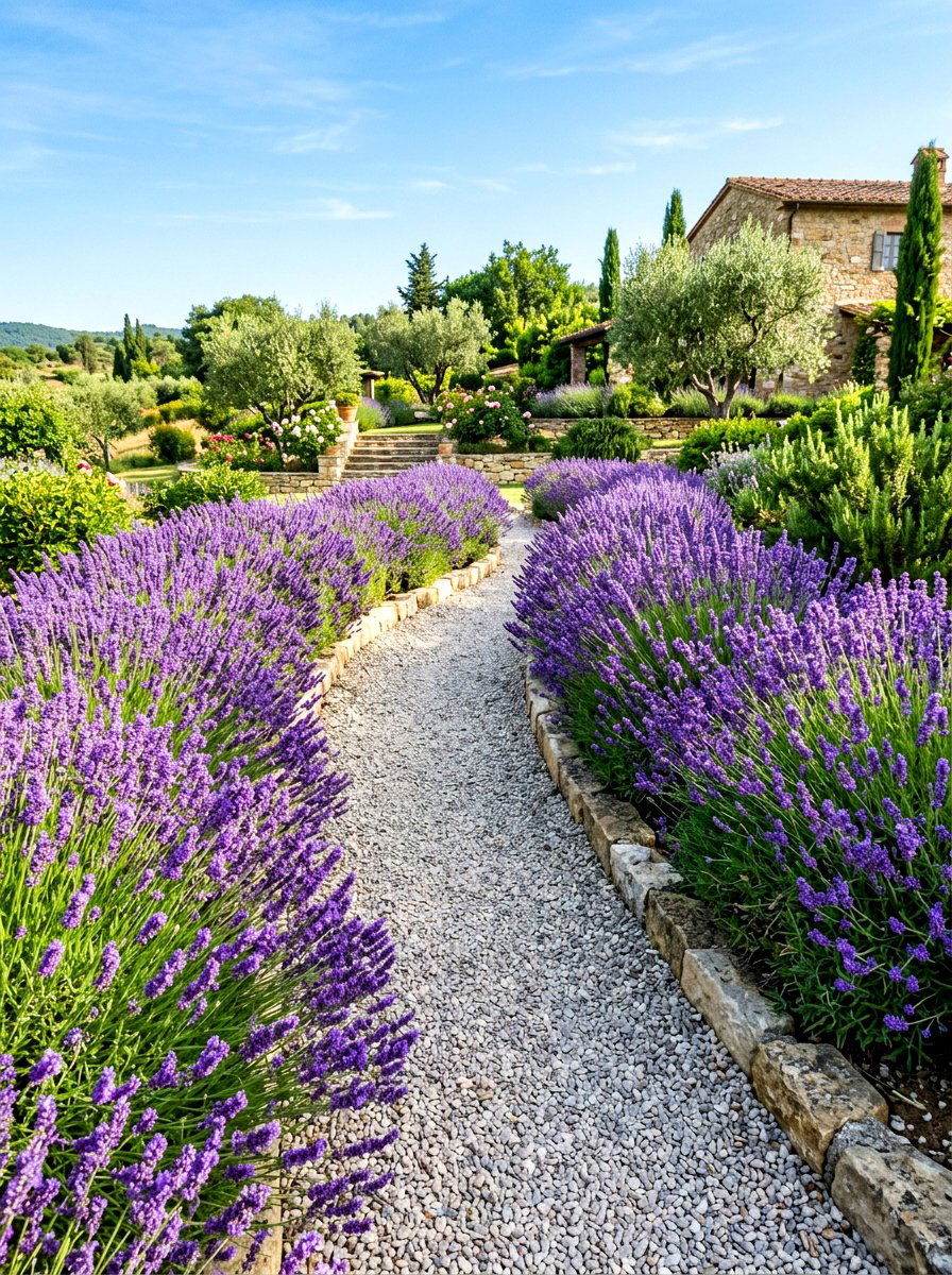Lavender Walkway Border - 30 herb border garden ideas