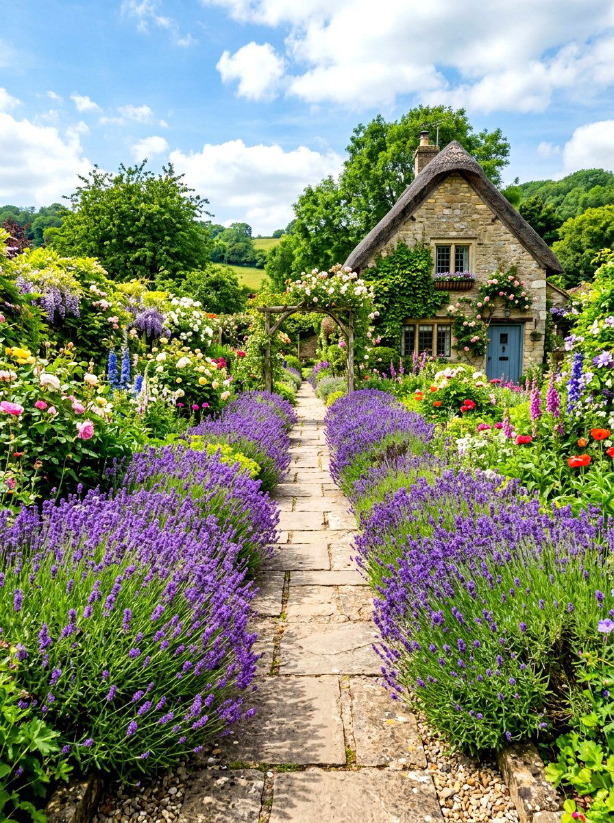 Lavender Walkway Cottage Garden - 30 cottage garden ideas