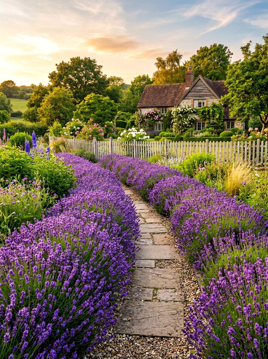 Lavender Walkway Garden - 30 medicinal garden ideas