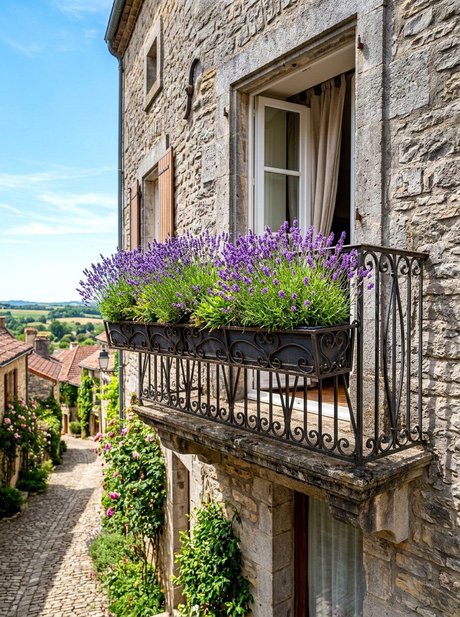 Lavender Window Box - 30 Juliet balcony decor ideas