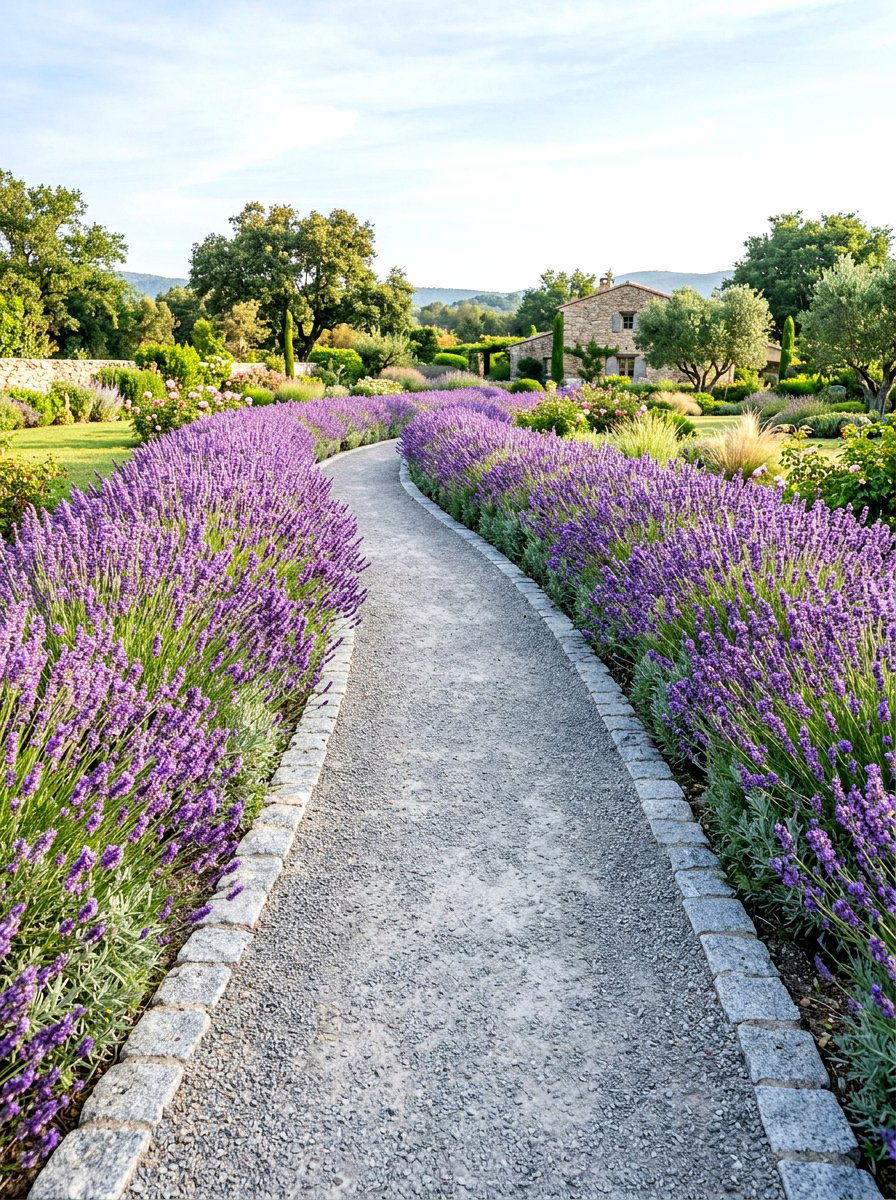 Lavender and DG pathway - 30 decomposed granite front yard ideas
