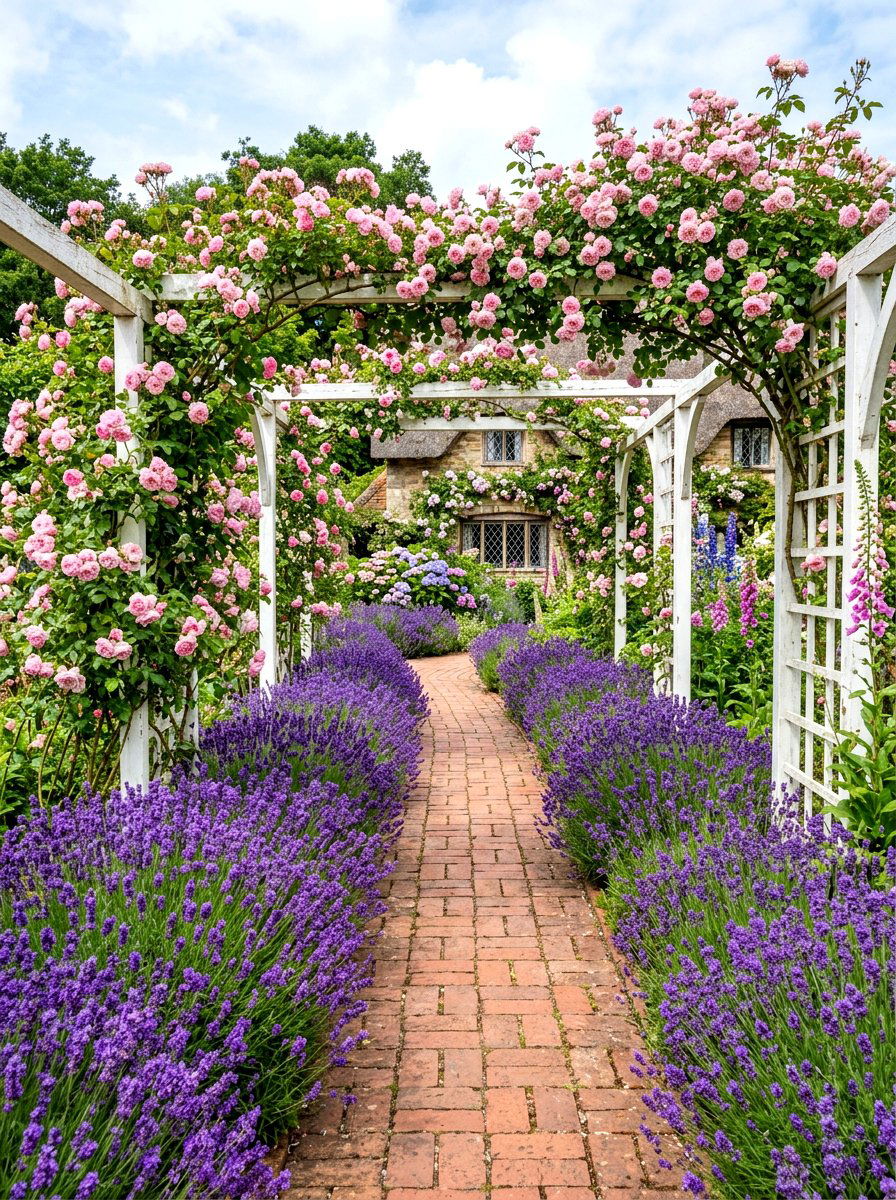 Lavender and Rose Walkway - 30 lavender walkway ideas