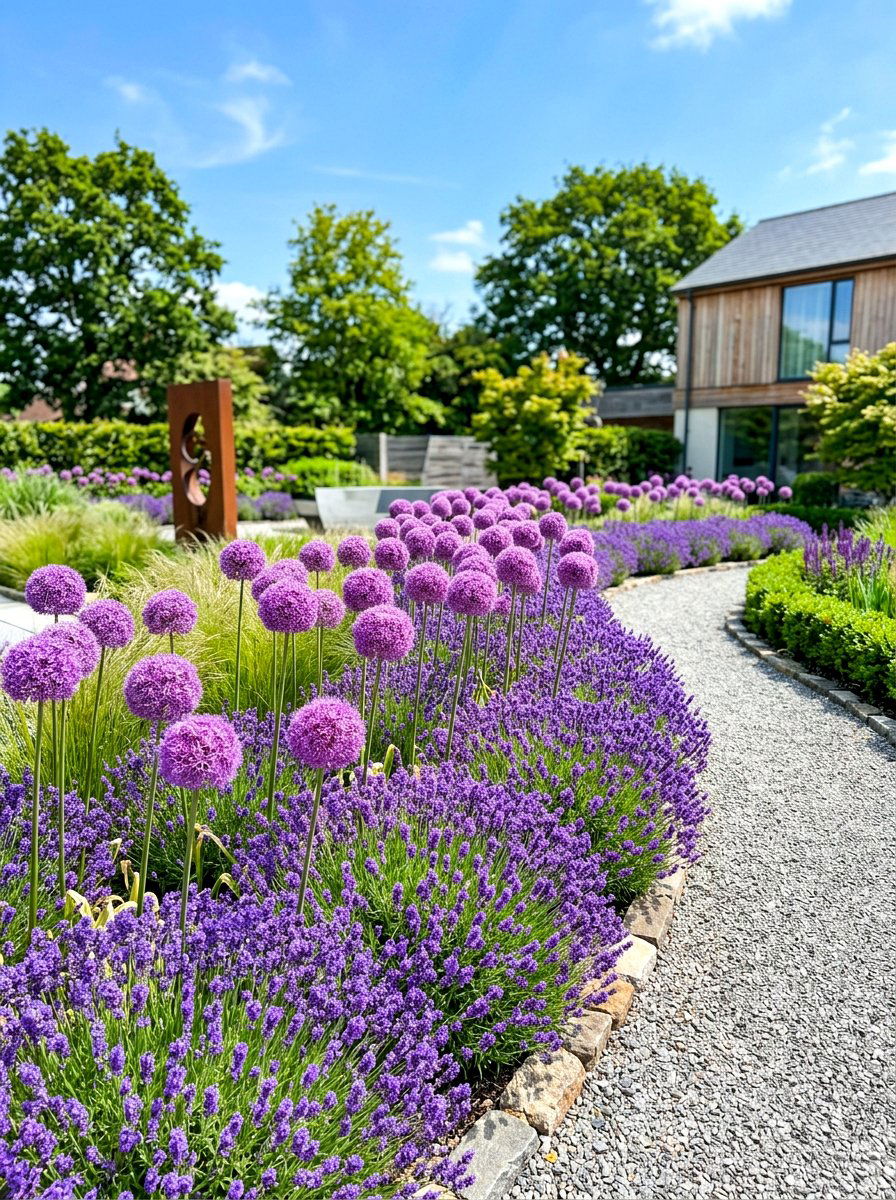 Lavender and allium border - 30 lavender border ideas