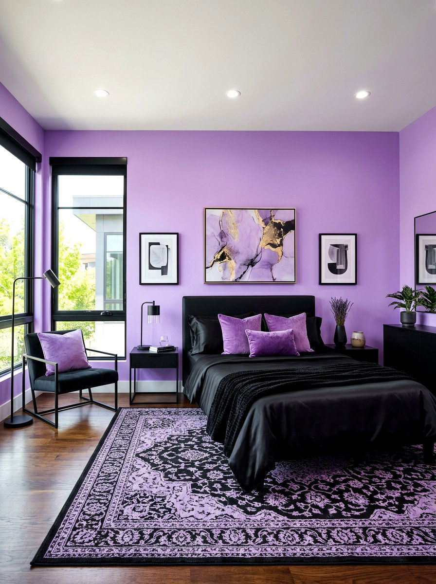 Lavender and black bedroom - 30 lavender bedroom ideas
