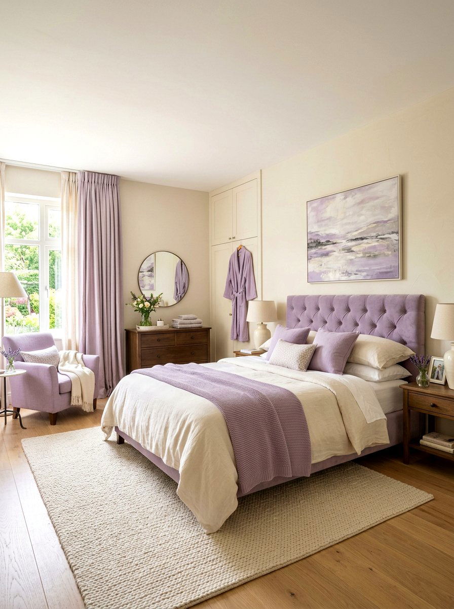 Lavender and cream bedroom - 30 lavender bedroom ideas