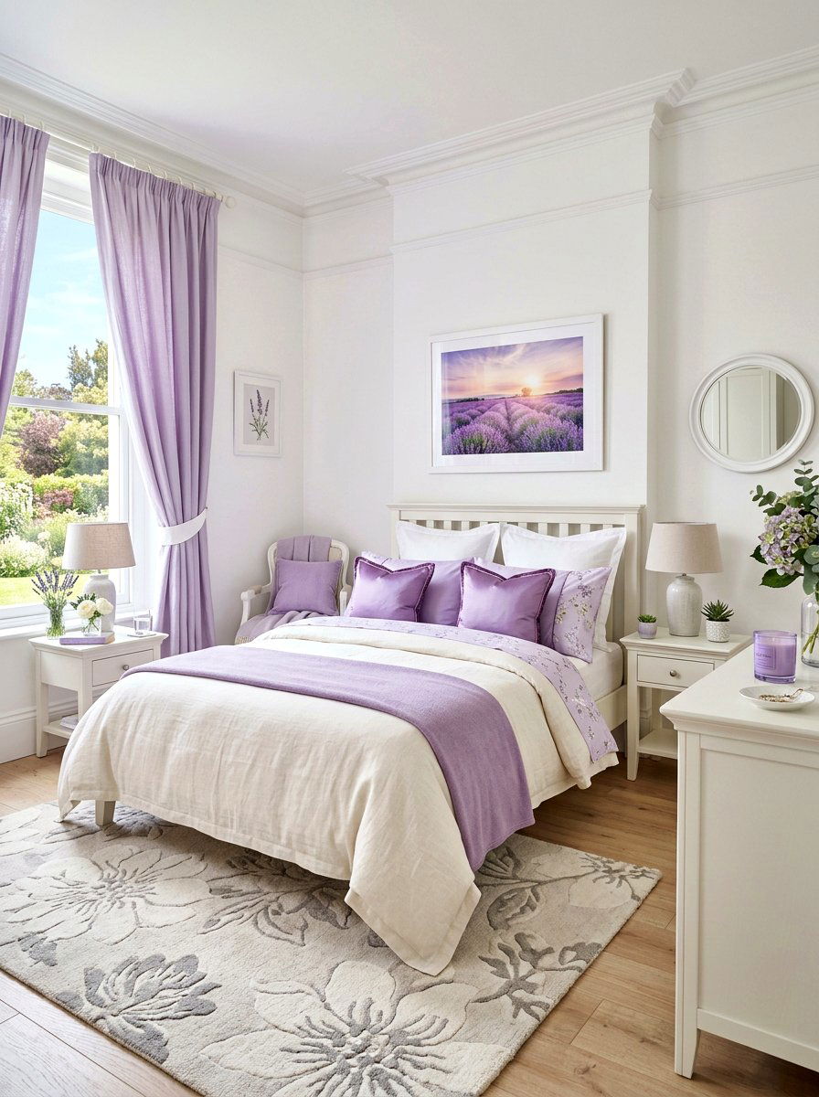 Lavender and cream bedroom - 30 cream bedroom ideas