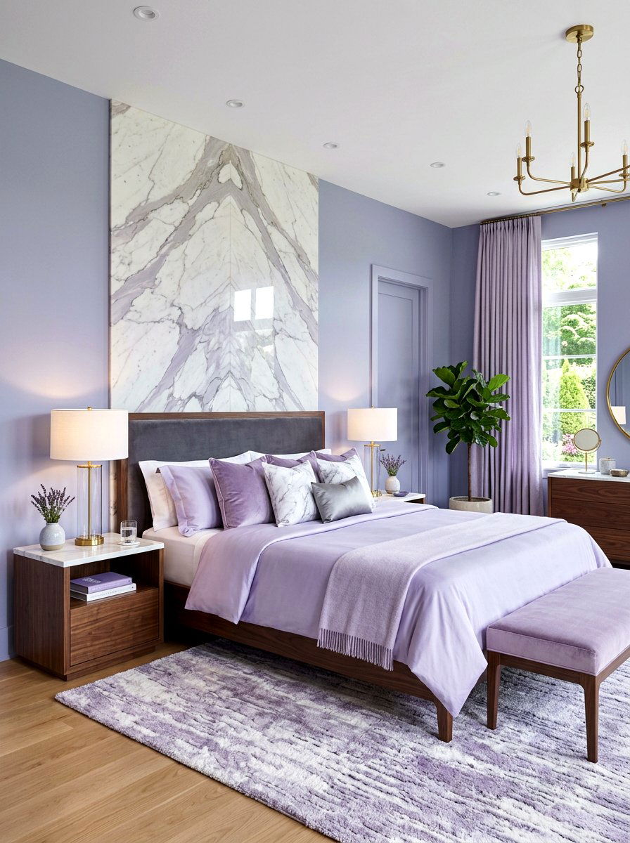 Lavender and marble bedroom - 30 lavender bedroom ideas