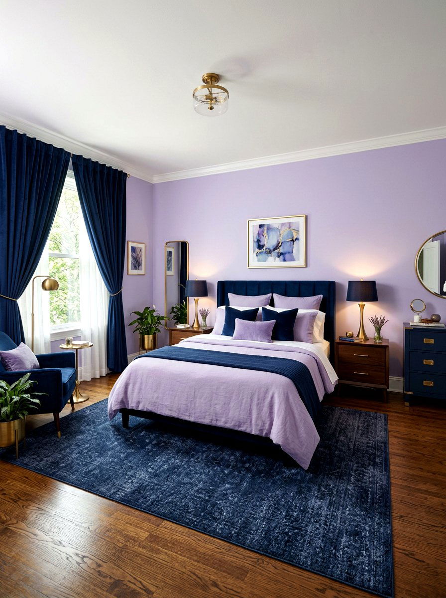 Lavender and navy blue bedroom - 30 lavender bedroom ideas