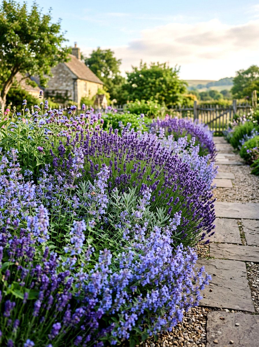 Lavender and nepeta catmint border - 30 lavender garden ideas