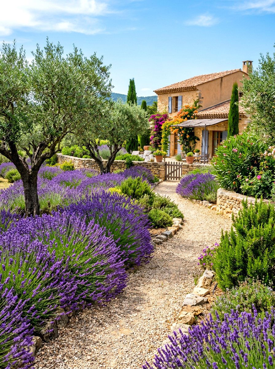 Lavender and olive tree garden - 30 olive grove backyard ideas