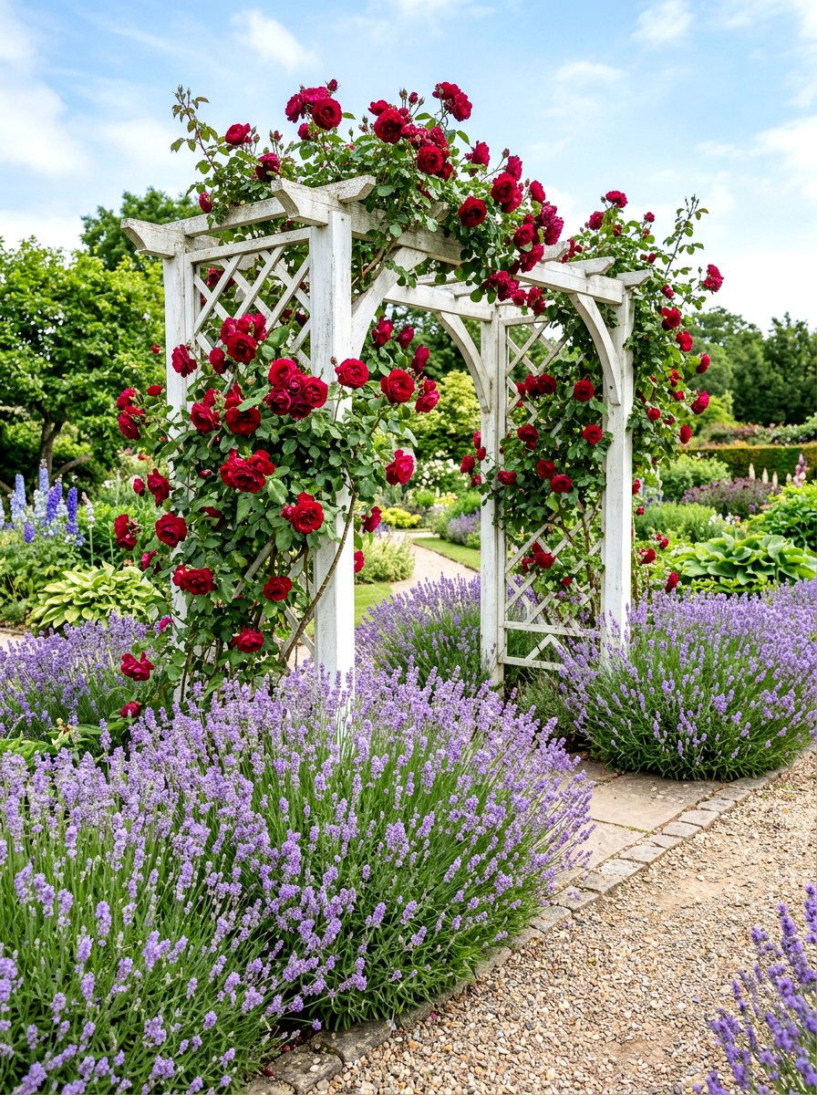 Lavender and rose garden bed - 30 lavender garden ideas