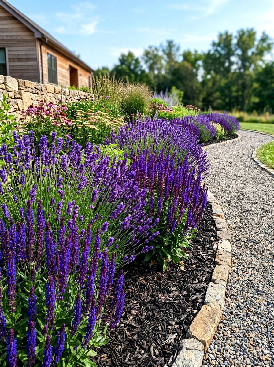 Lavender and salvia border - 30 lavender border ideas