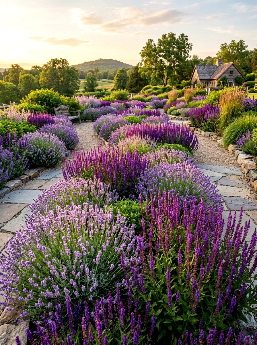 Lavender and salvia purple garden - 30 lavender garden ideas