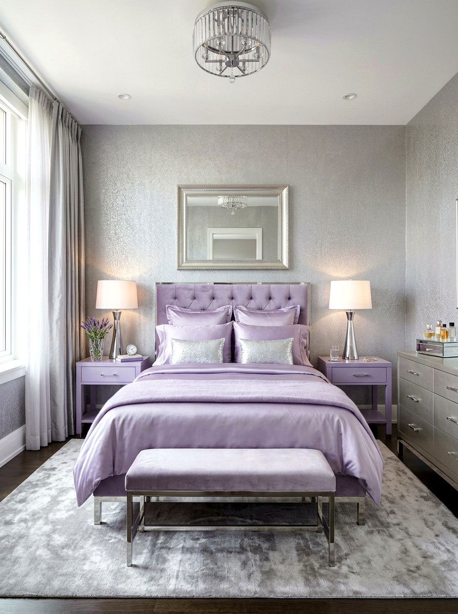 Lavender and silver bedroom - 30 lavender bedroom ideas