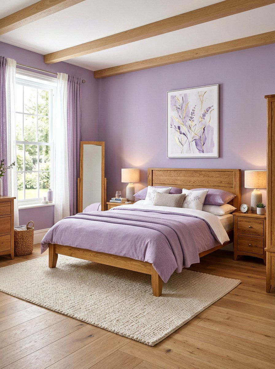 Lavender and wood bedroom - 30 lavender bedroom ideas