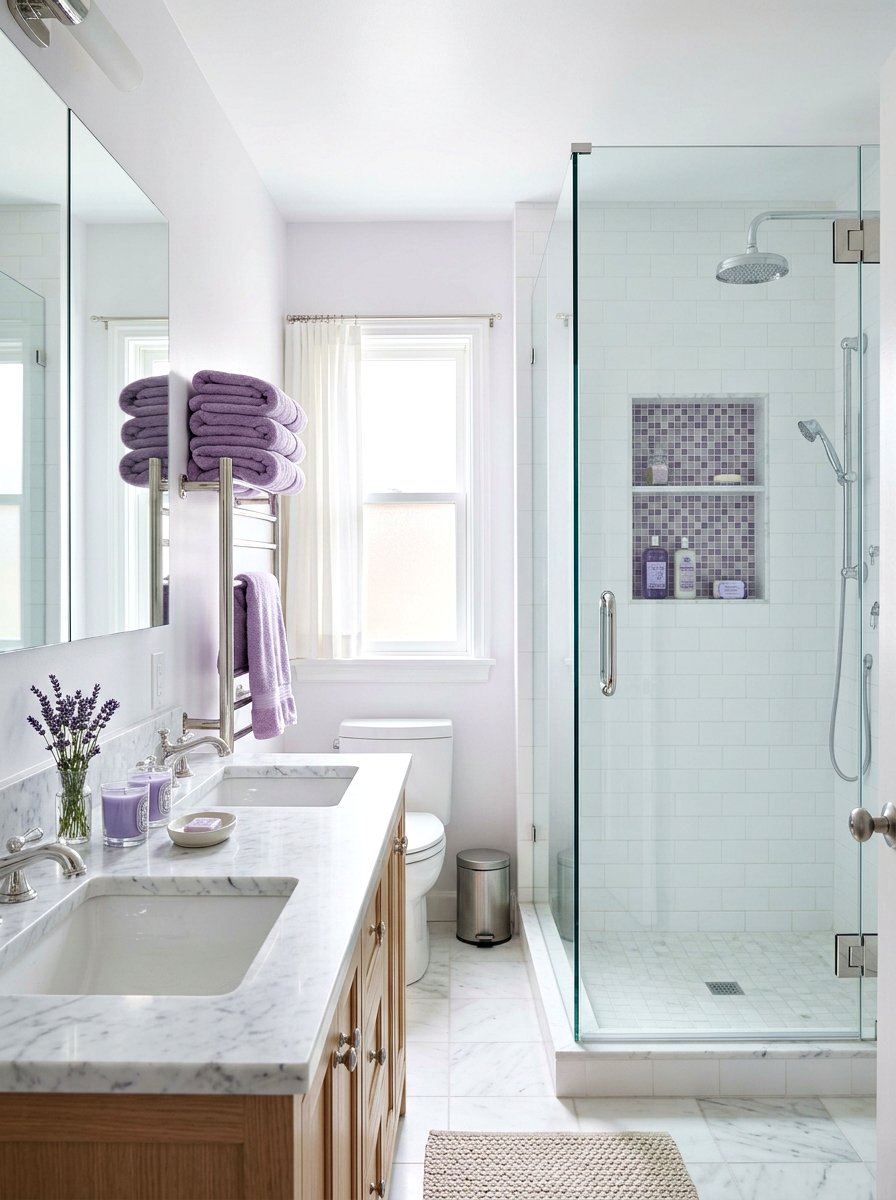 Lavender bathroom accent - 30 sunset palette decor ideas