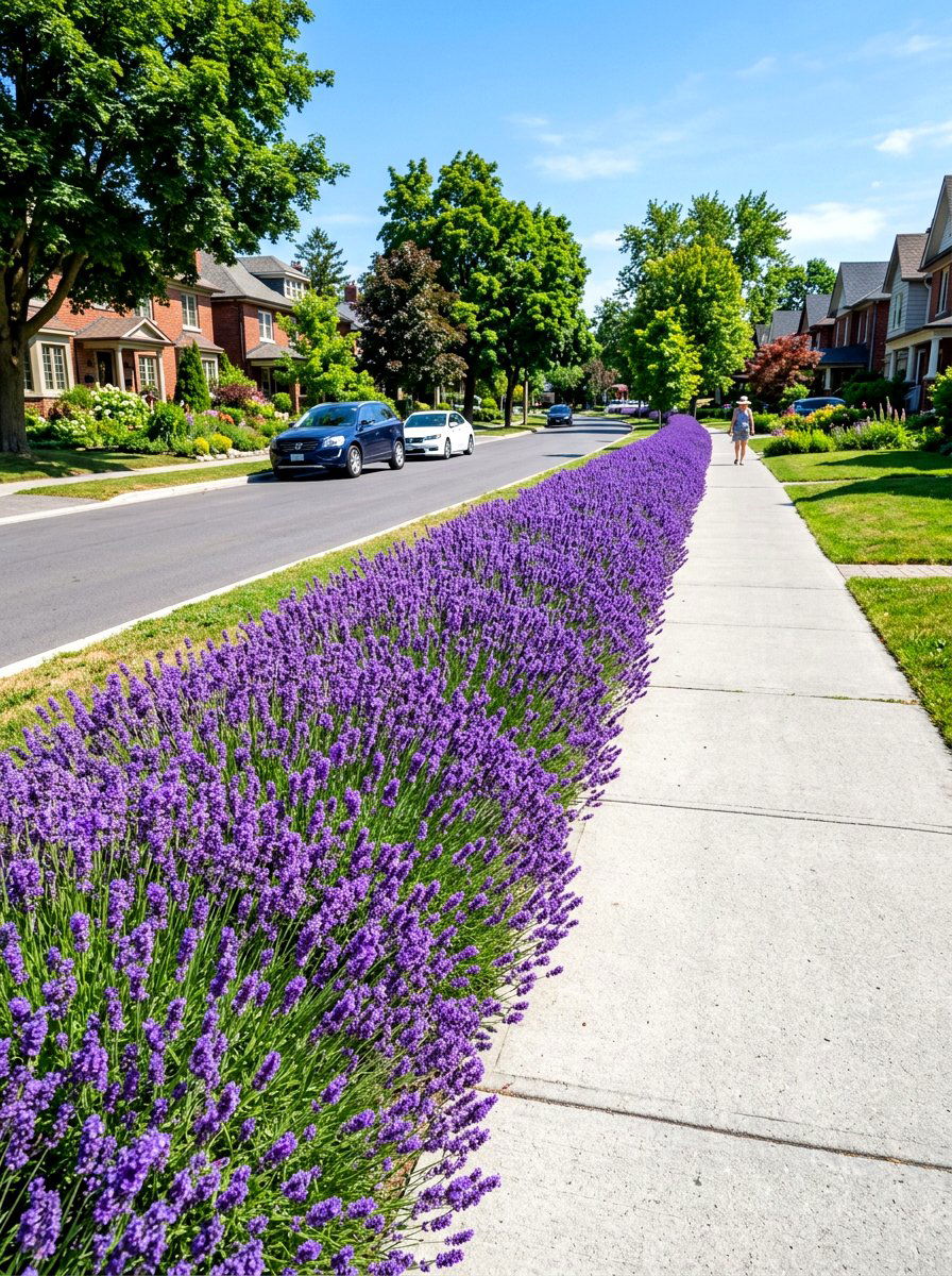 Lavender border curbside - 30 hellstrip garden ideas