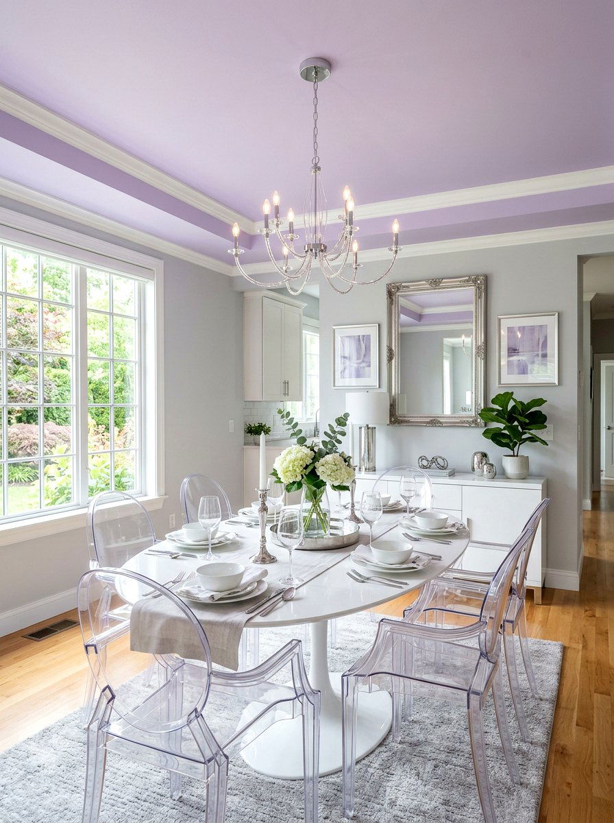 Lavender dining room ceiling - 30 painted ceiling dining room ideas