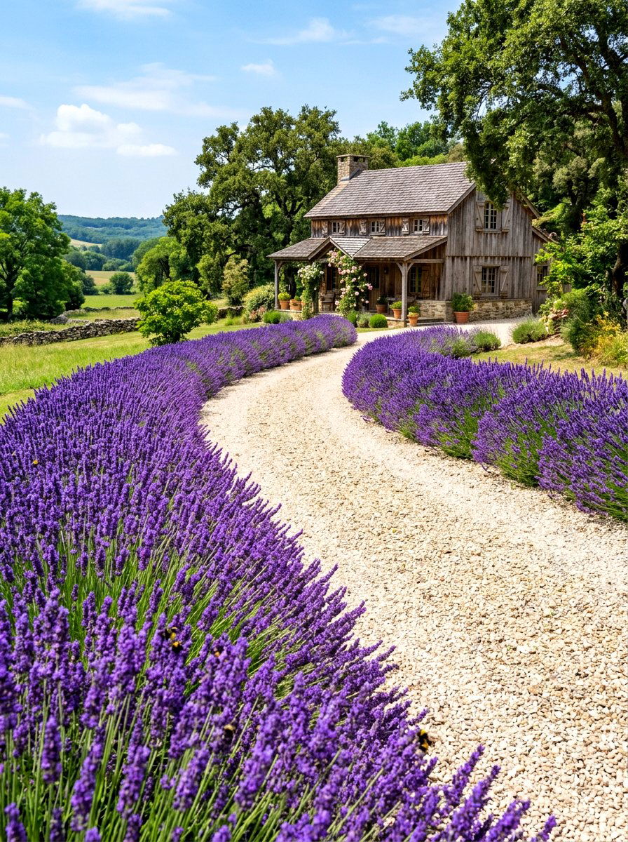 Lavender driveway lining - 30 driveway edging ideas