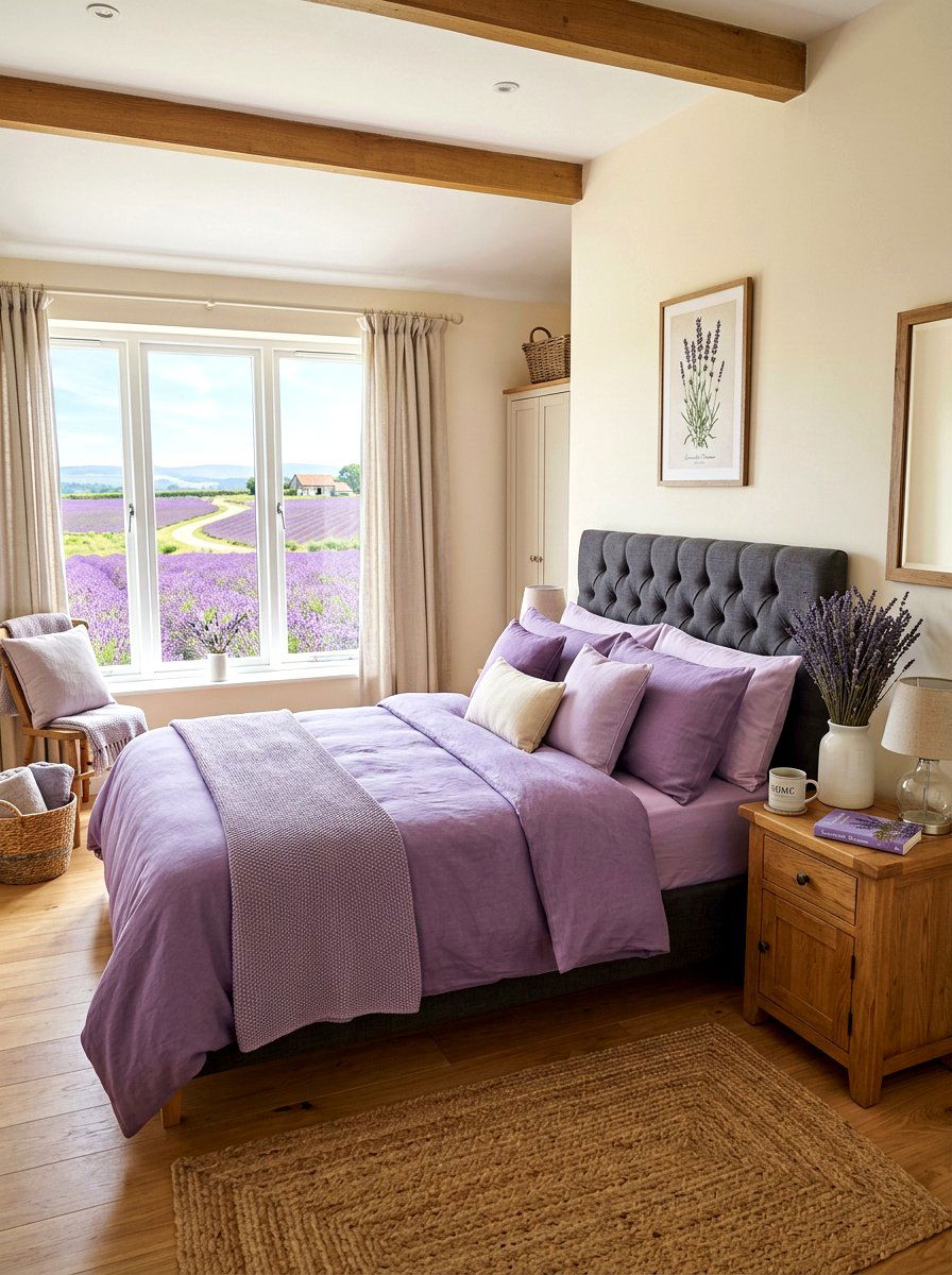 Lavender field guest room - 30 garden inspired spring decor ideas