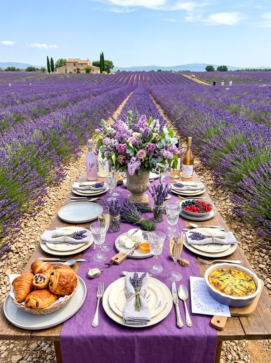 Lavender fields brunch table - 30 elegant brunch table ideas