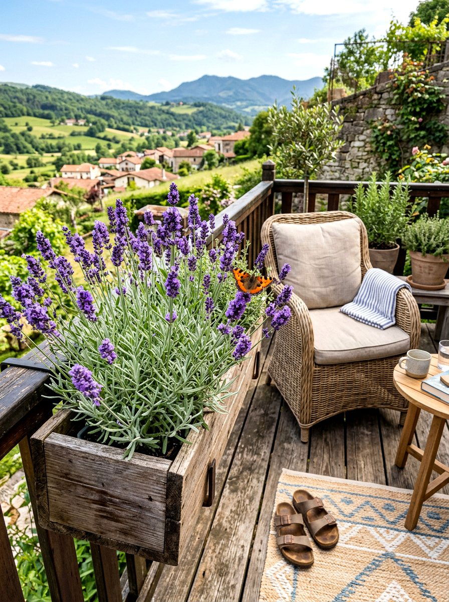 Lavender flower box - 30 balcony flower box ideas