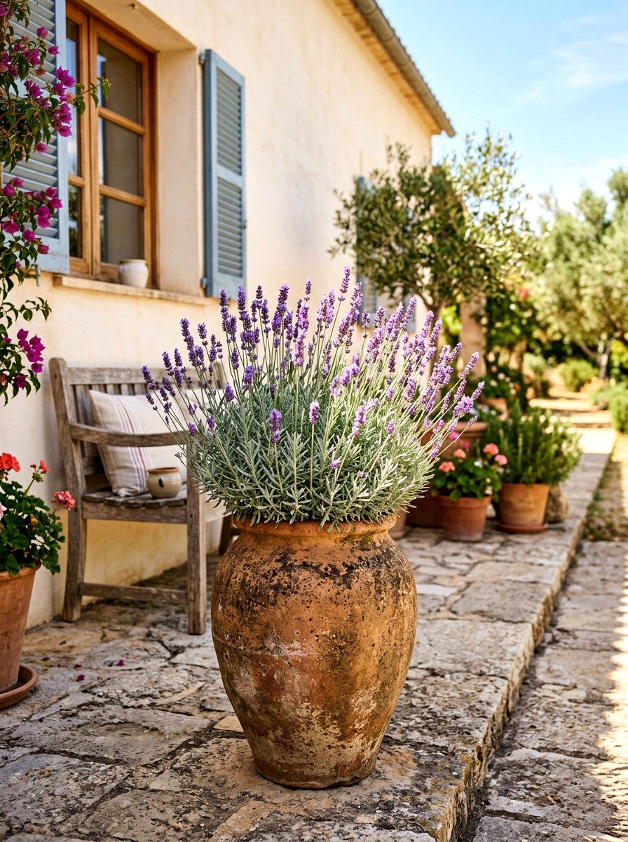 Lavender flower porch urn - 30 porch urn planter ideas