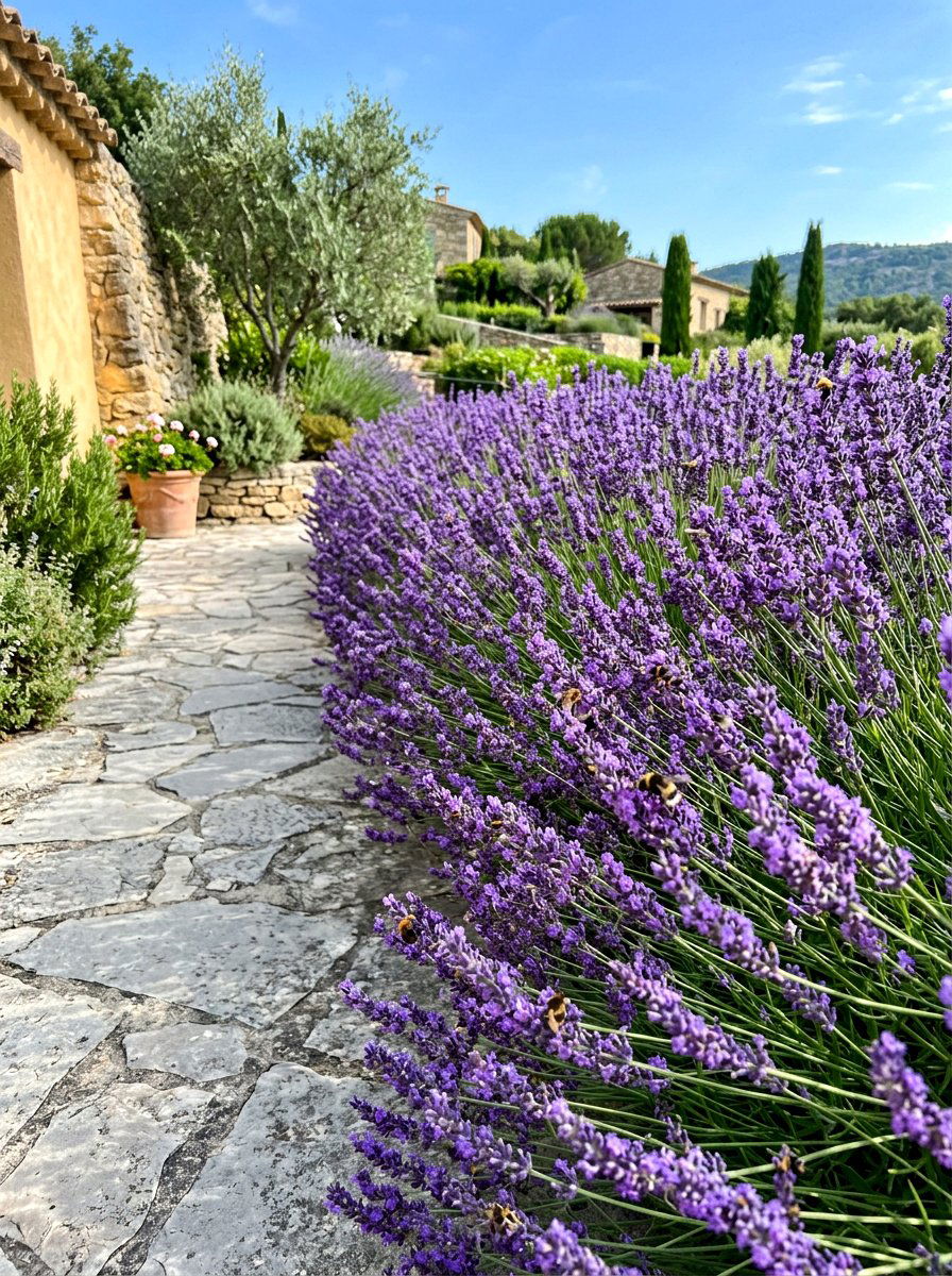 Lavender garden border - 30 cottage cutting garden ideas