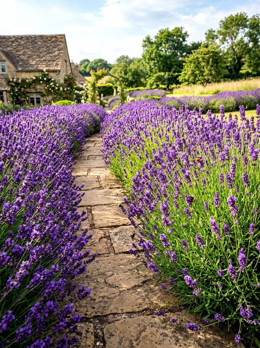 Lavender garden border - 30 fragrance garden backyard ideas