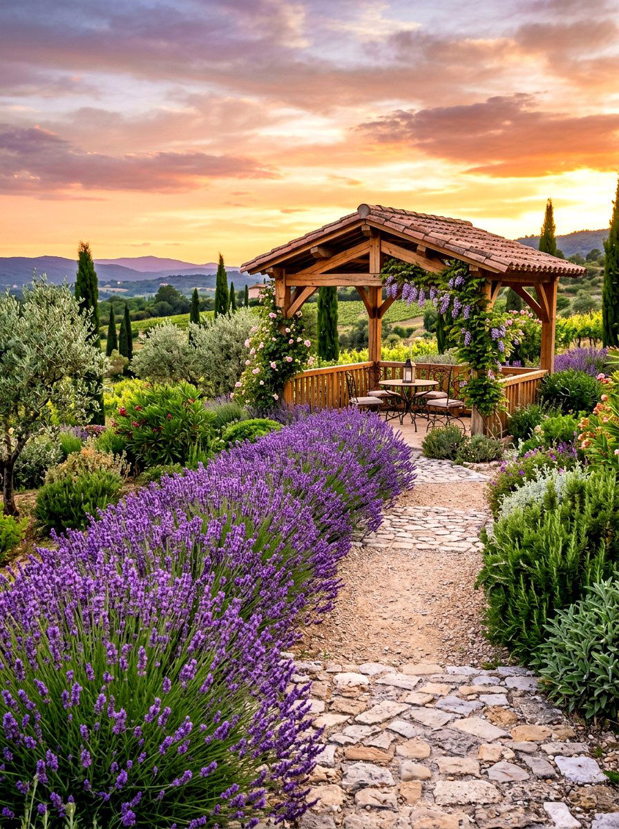 Lavender gazebo garden border - 30 gazebo flower garden ideas