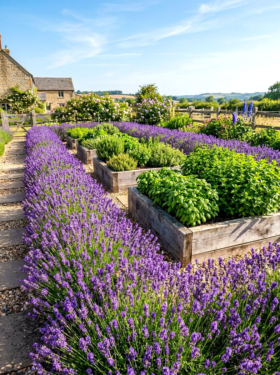 Lavender herb garden perimeter - 30 lavender border ideas